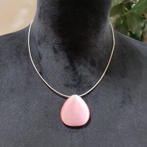 Womens Fashion Single Strand Pink Color Rhinestone Pendant Necklace with Lobster